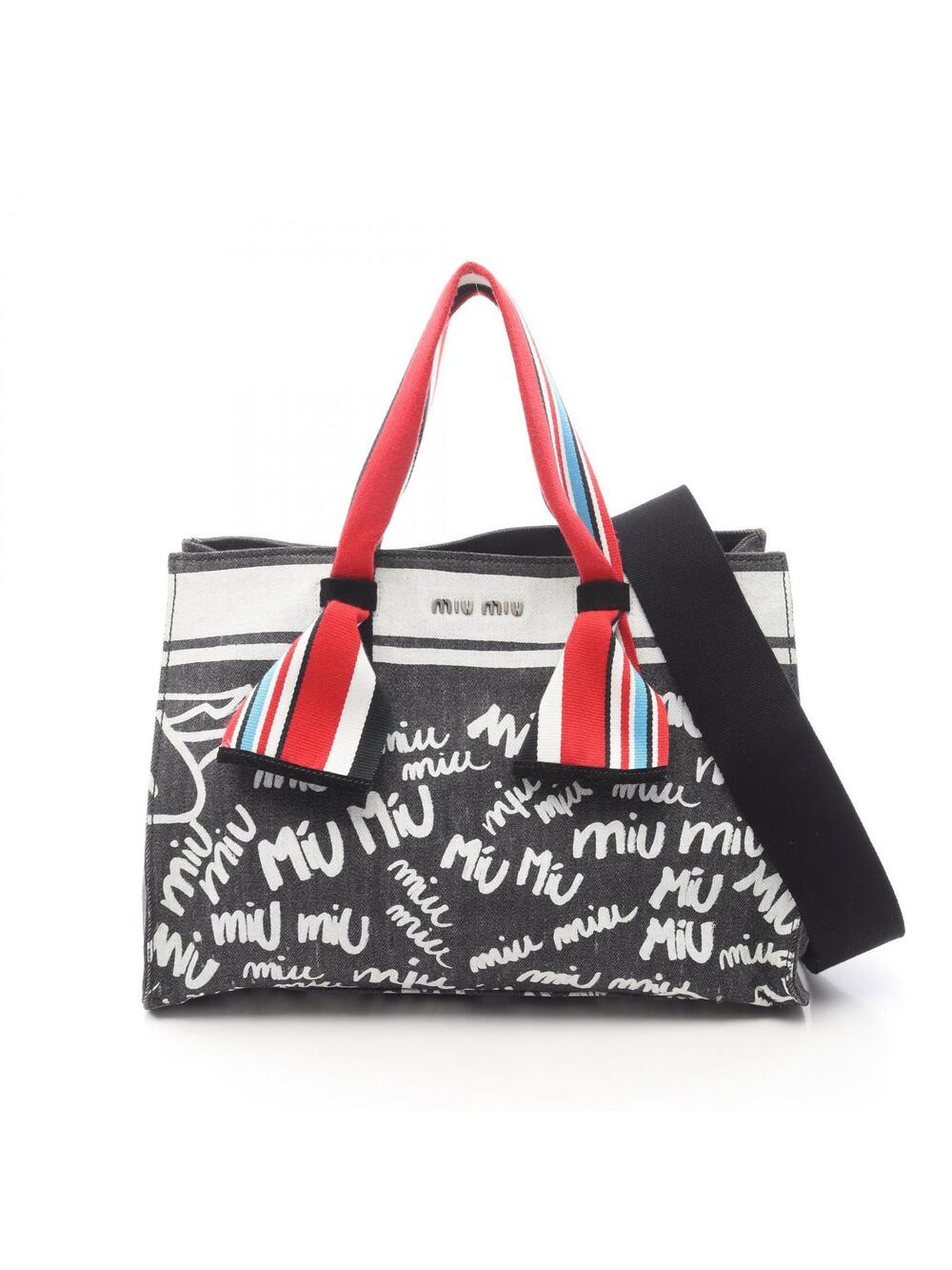 Miu Denim Logo Shoulder Tote #371826M11B